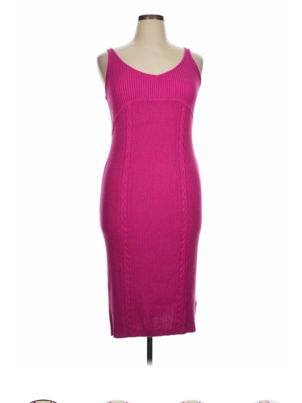 Sleeveless Fuchsia Midi Knit Dress